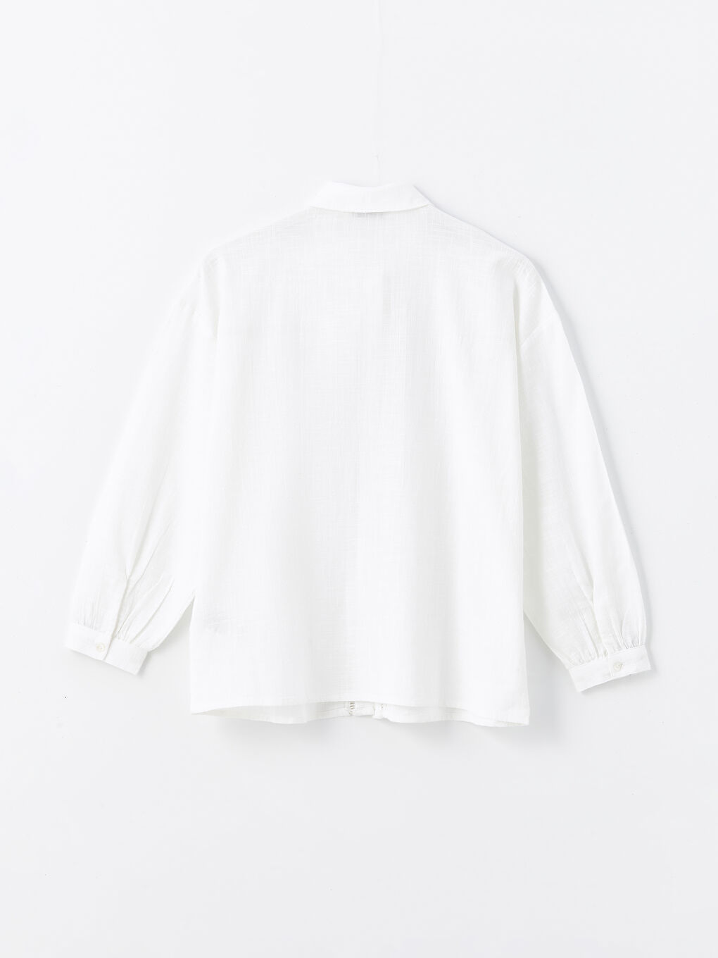 Self-Patterned Long Sleeve Oversize Women's Shirt -S4II29Z8-FFB