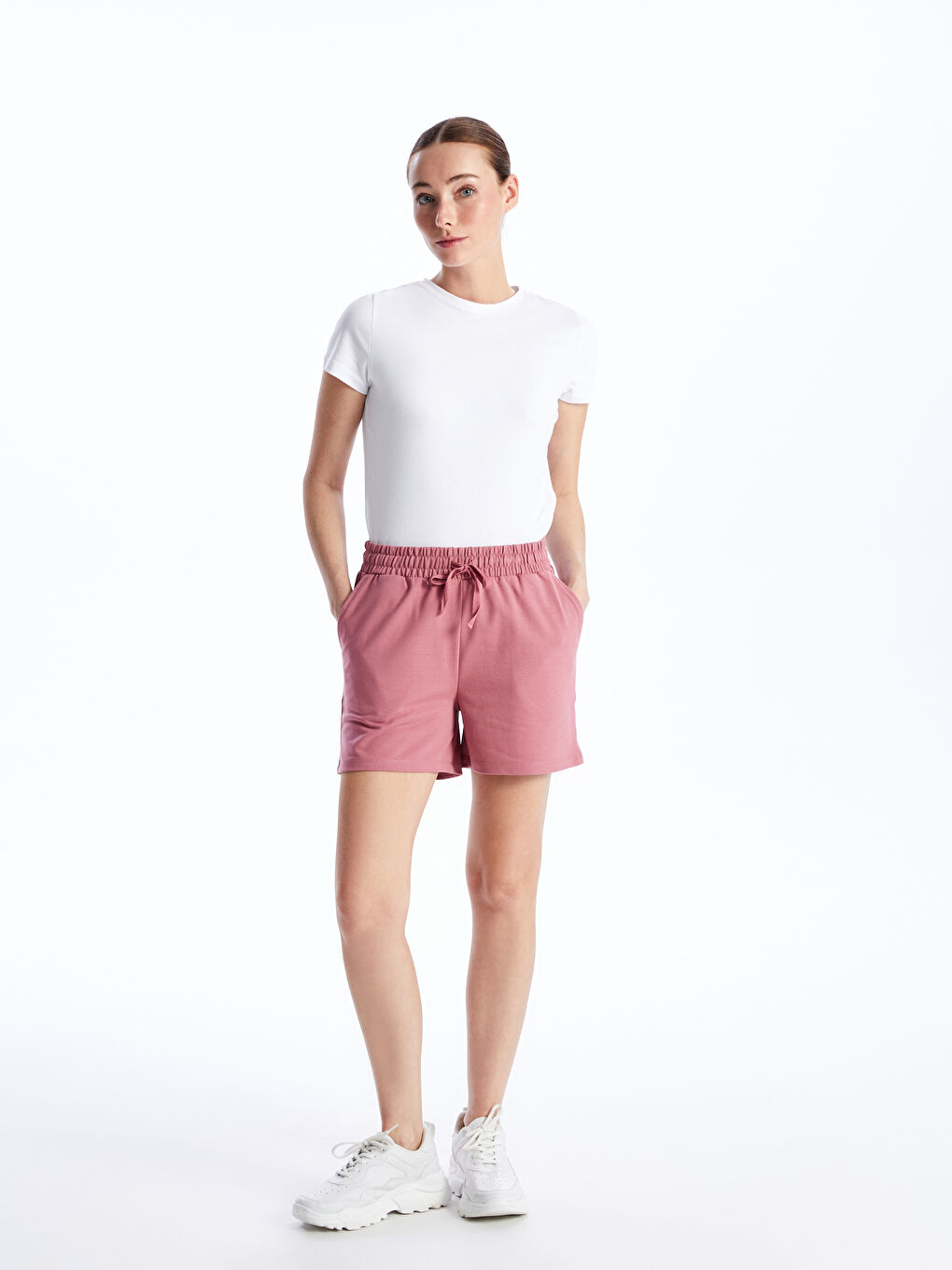 Elastic Waist Regular Fit Women's Shorts -S4II32Z8-V55