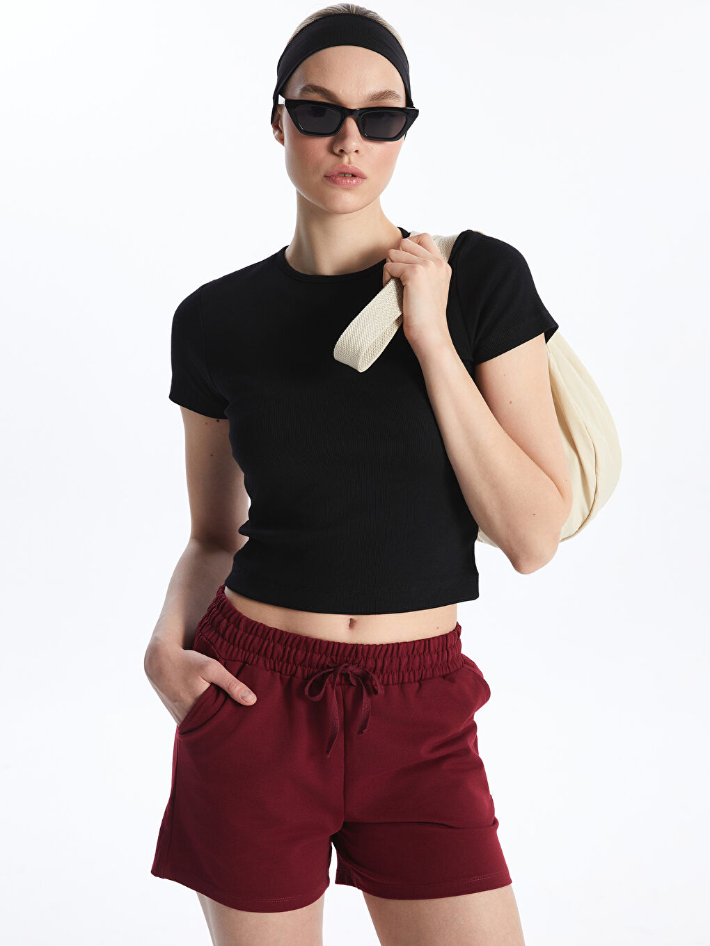 Women's Standard Fit Shorts With Elastic Waist -S4II34Z8-YAY