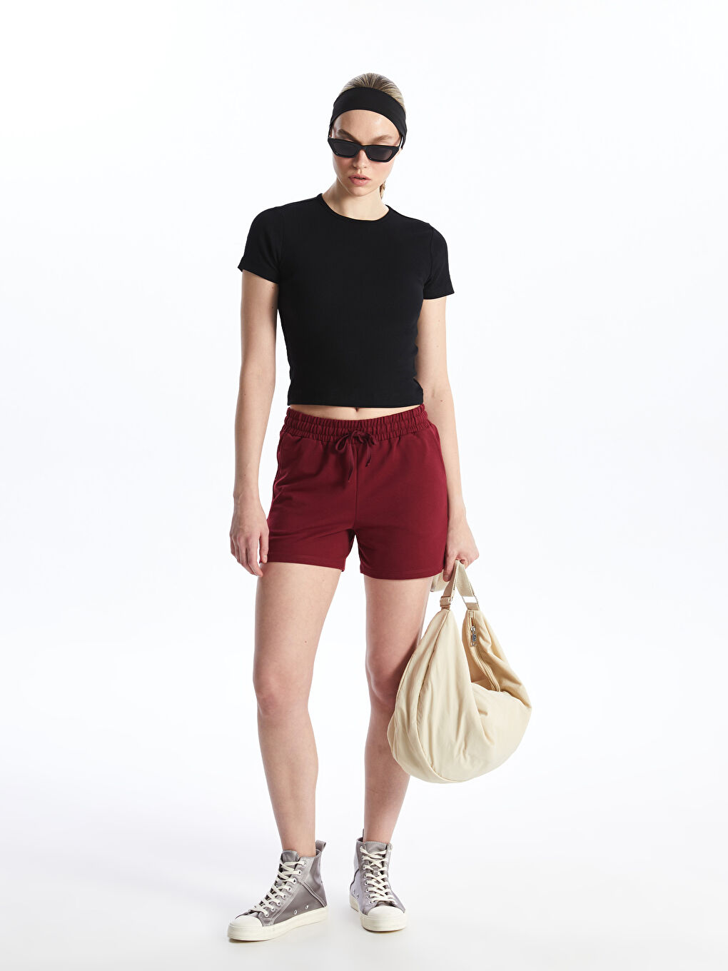 Women's Standard Fit Shorts With Elastic Waist -S4II34Z8-YAY