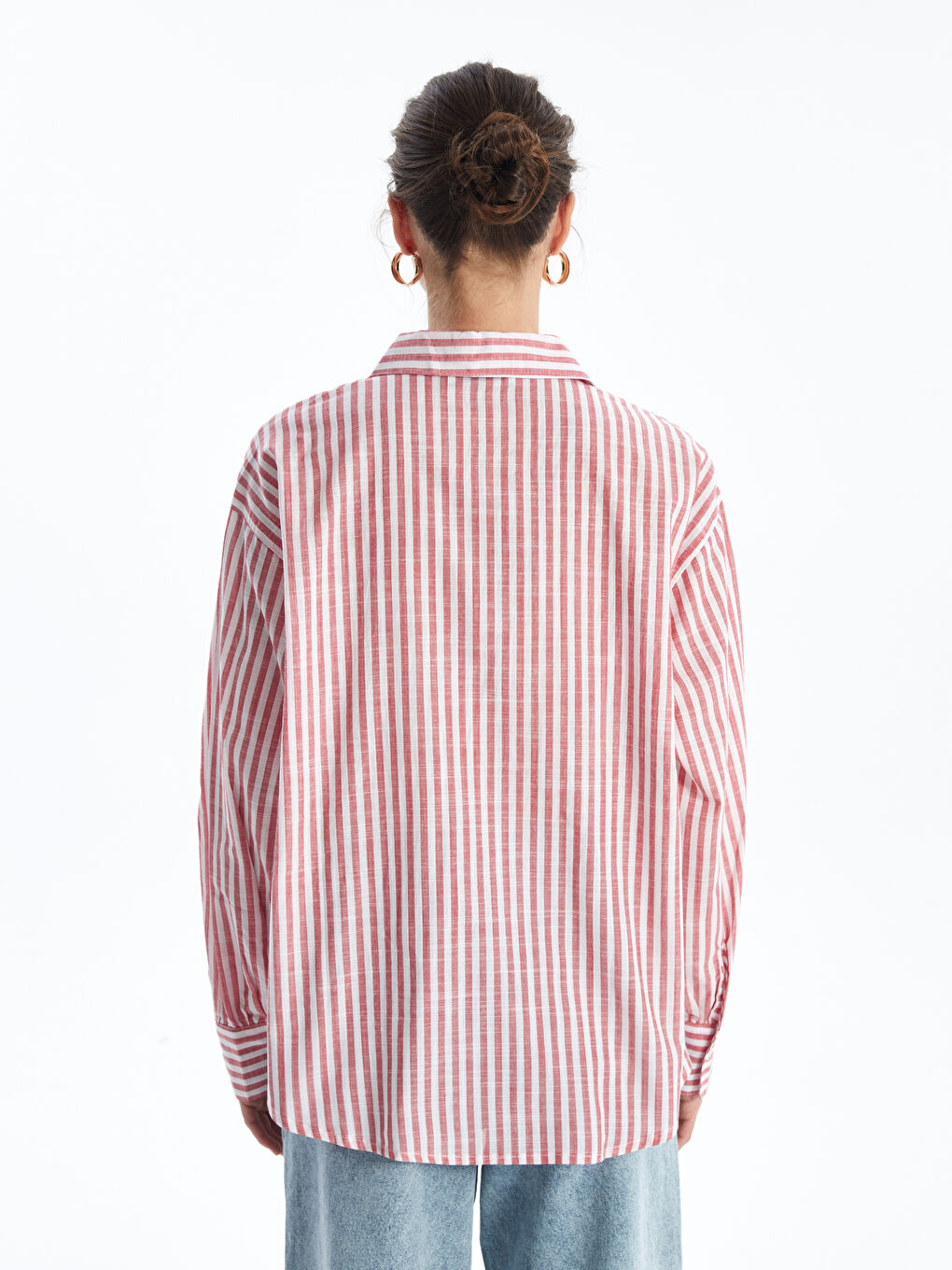 LCW Vision Striped Oversize Poplin Women's Shirt -S4II40Z8-LJE