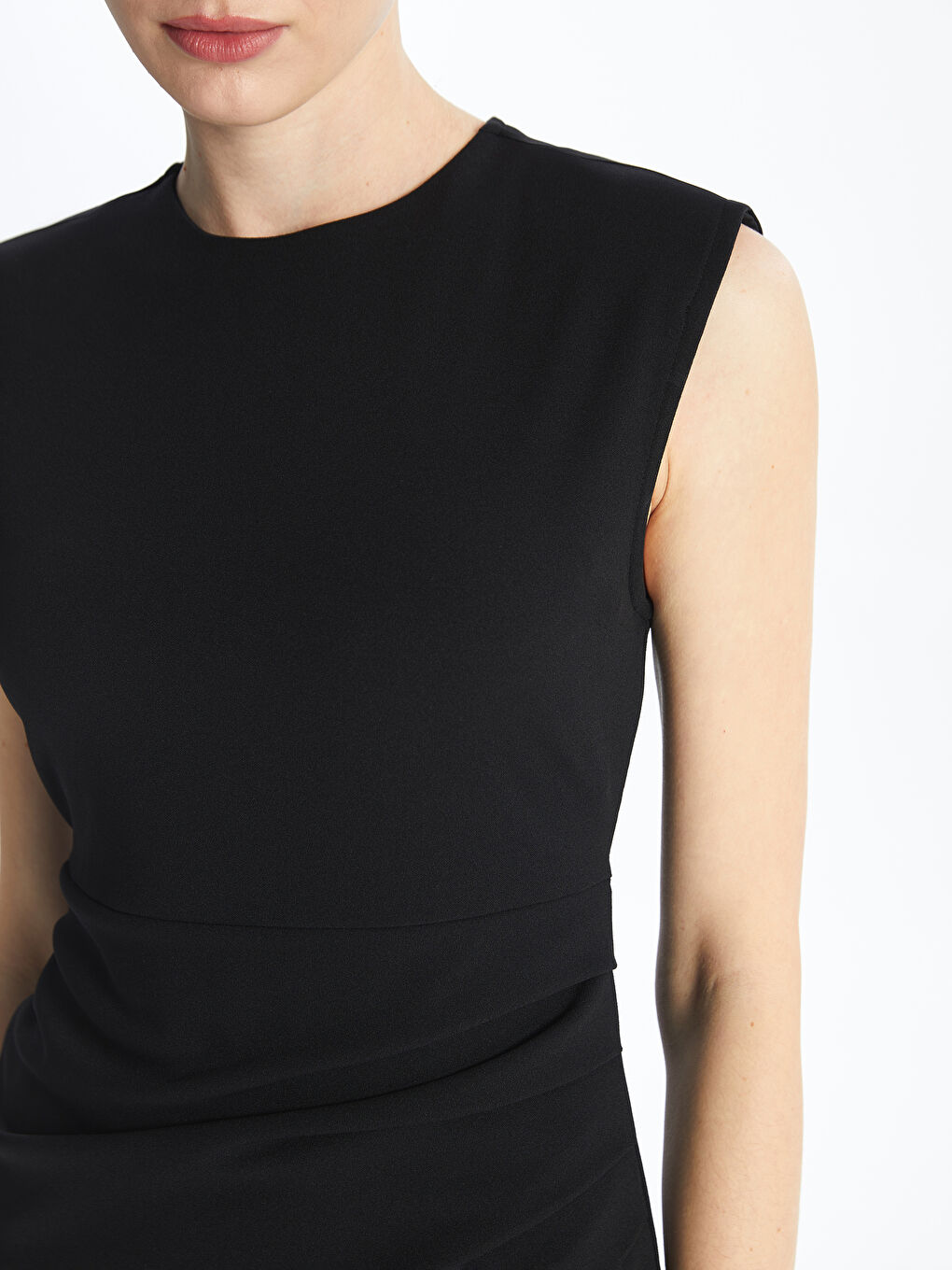 Women's Crew Neck Plain Dress -S4II41Z8-CVL