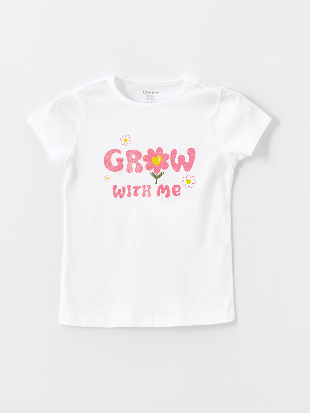 LCW baby Optik Beyaz Bisiklet Yaka Kısa Kollu Baskılı Kız Bebek Şortlu Pijama Takımı - 1