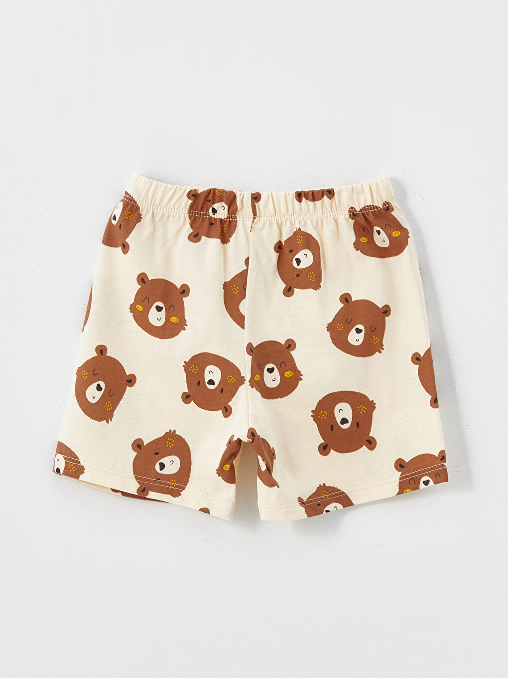 Bej Beli Lastikli Baskılı Erkek Bebek Pijama Alt-1