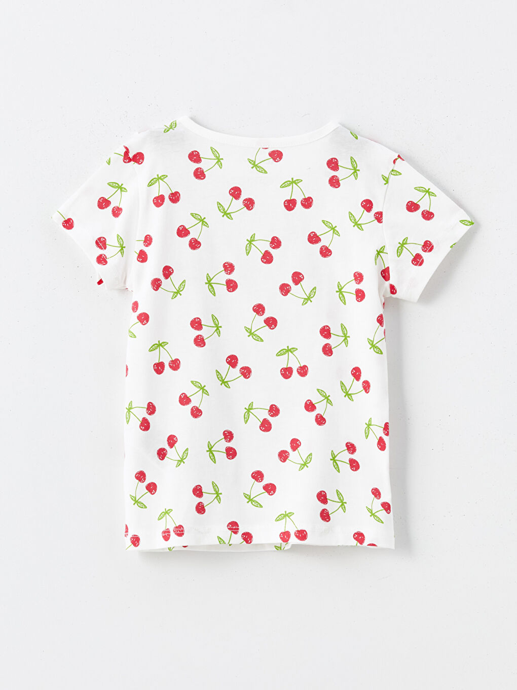 Ekru Bisiklet Yaka Kısa Kollu Baskılı Kız Bebek Pijama Üst-1