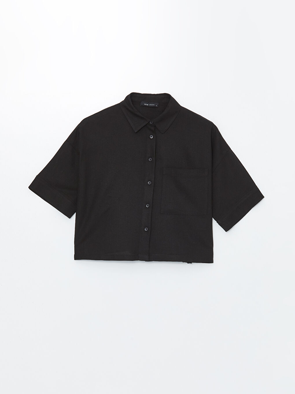 Plain Oversize Crop Linen Blend Women's Shirt -S4II90Z8-CVL