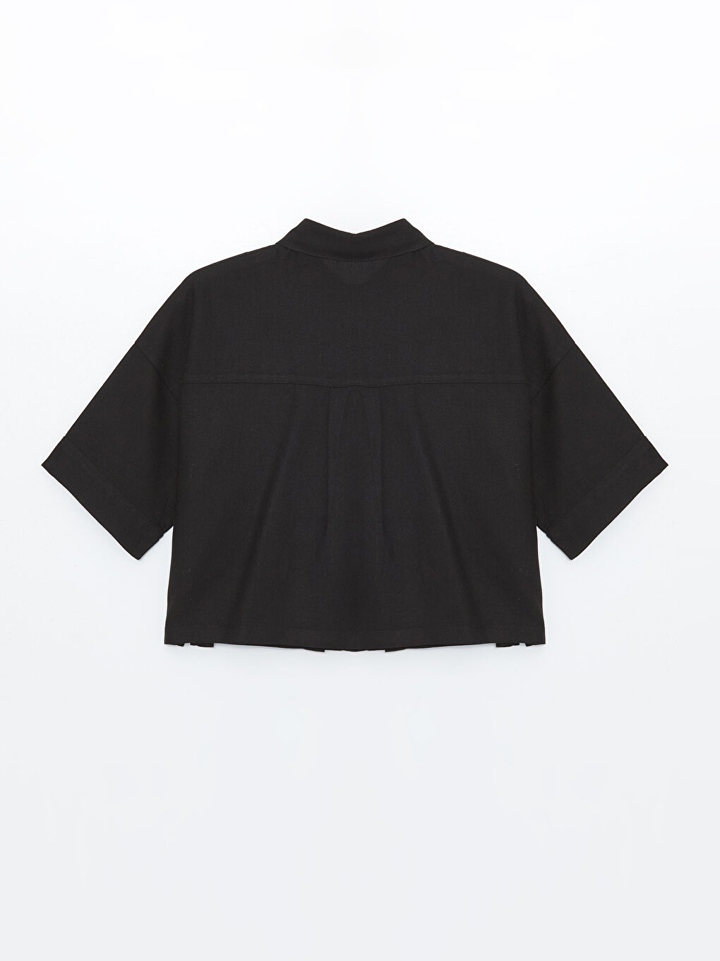 Plain Oversize Crop Linen Blend Women's Shirt -S4II90Z8-CVL