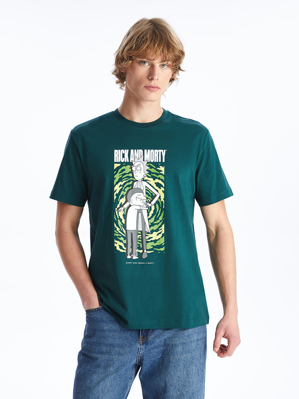 XSIDE Crew Neck Short Sleeve Rick and Morty Printed Jersey Men's T-Shirt -S4II92Z8-JMJ