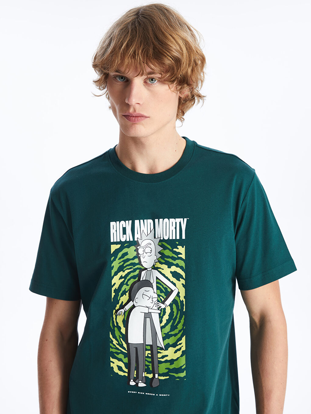 XSIDE Crew Neck Short Sleeve Rick and Morty Printed Jersey Men's T-Shirt -S4II92Z8-JMJ