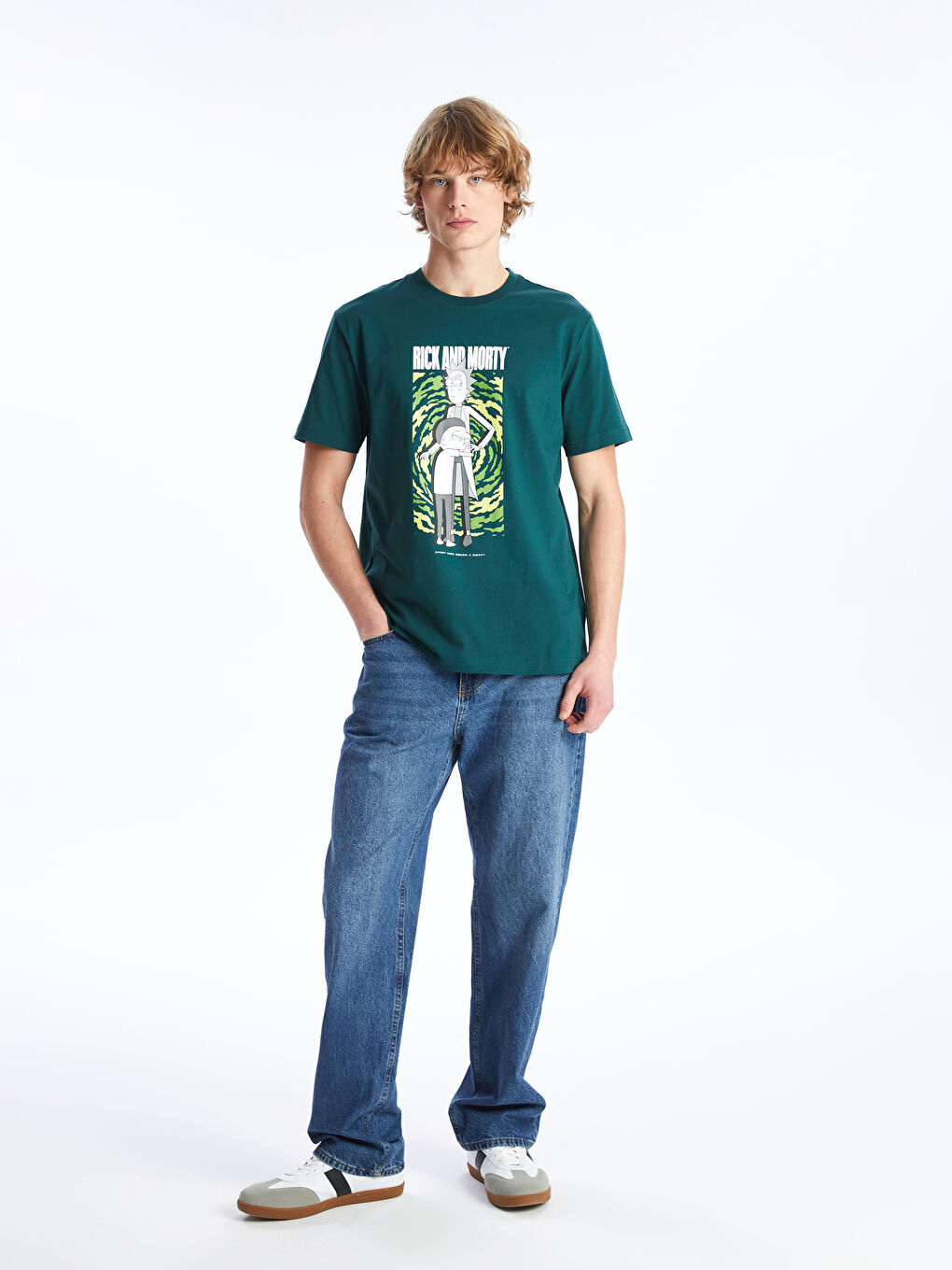 XSIDE Crew Neck Short Sleeve Rick and Morty Printed Jersey Men's T-Shirt -S4II92Z8-JMJ