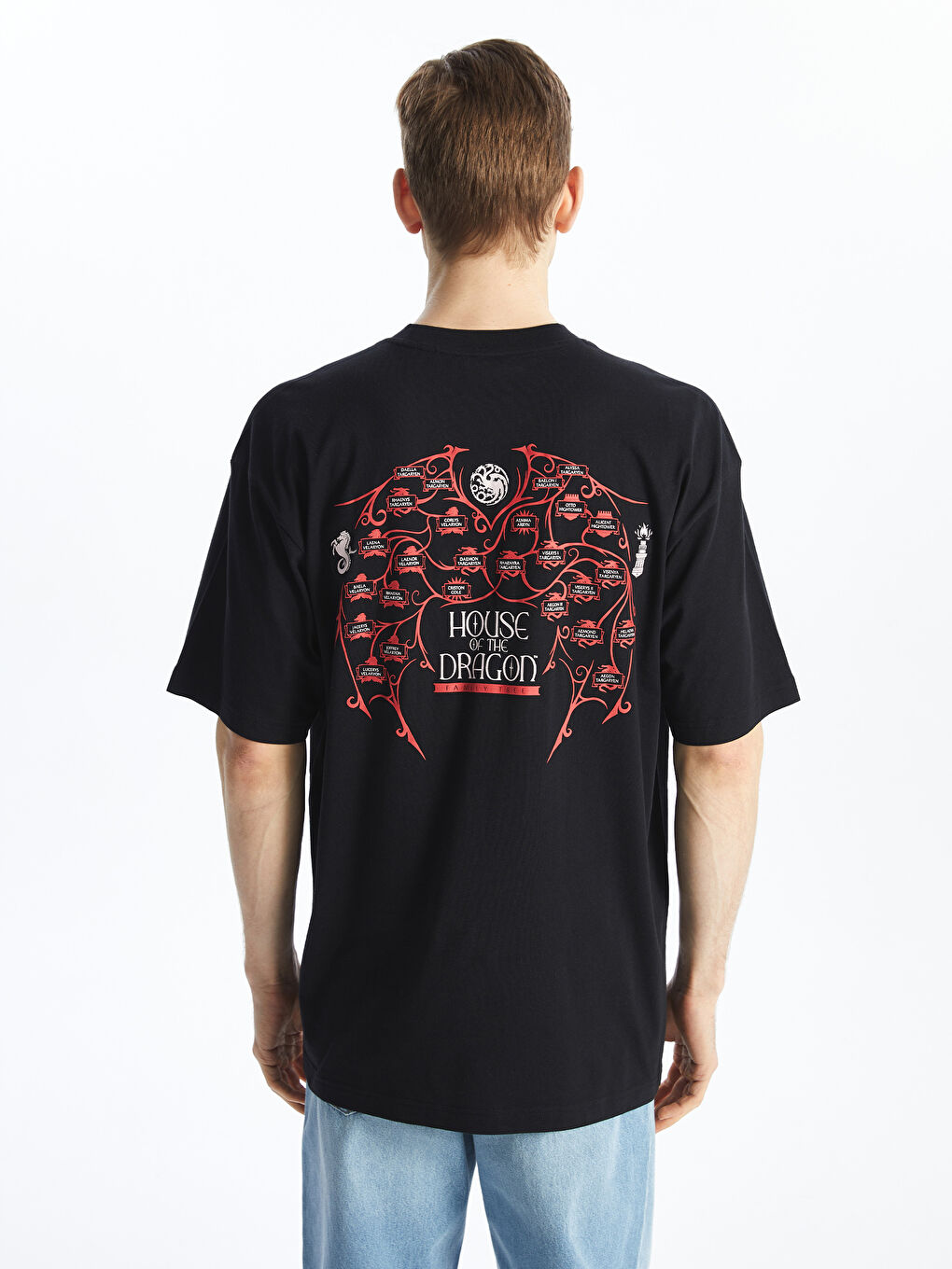 XSIDE Crew Neck House of the Dragon Printed Jersey Men's T-Shirt -S4II93Z8-CVL