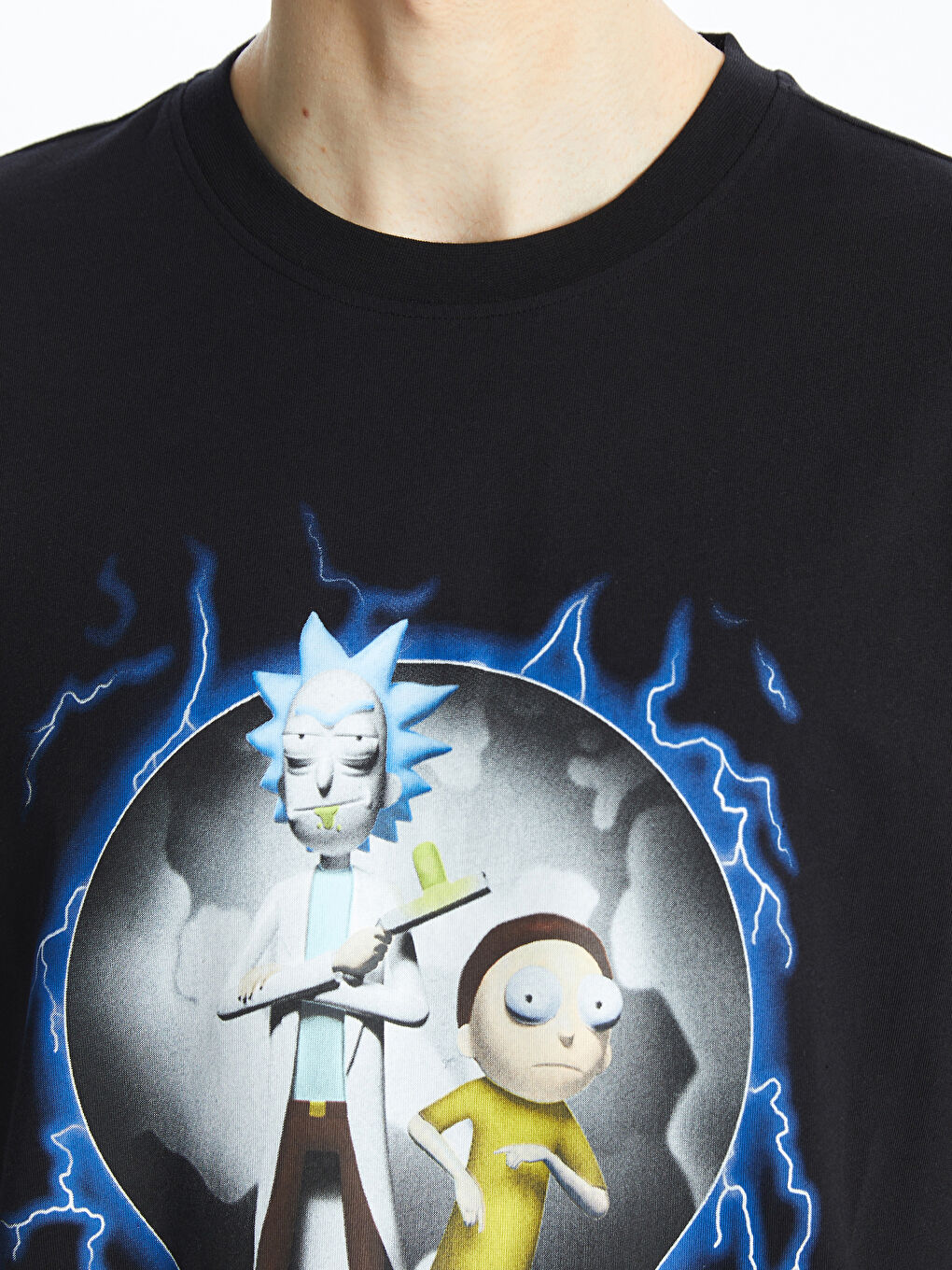 XSIDE Bisiklet Yaka Kısa Kollu Rick and Morty Baskılı Penye Erkek Tişört -S4II94Z8-CVL