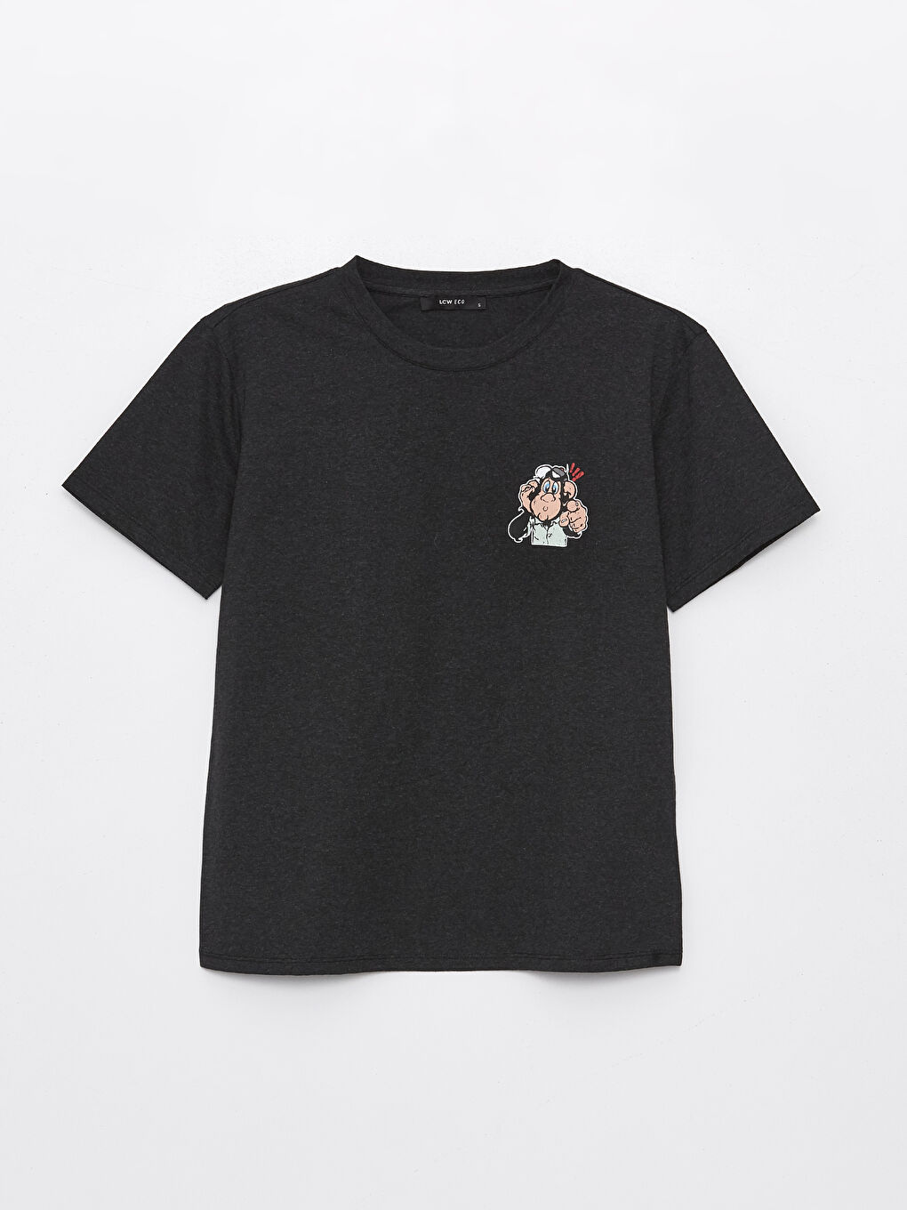 Antrasit Nostaljik Maymun Baskılı Kadın Tişört-5