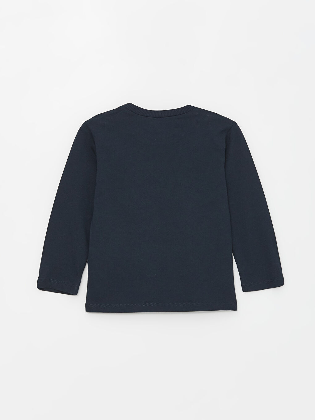 Lacivert Bisiklet Yaka Uzun Kollu Trabzon Baskılı Erkek Bebek Tişört-1