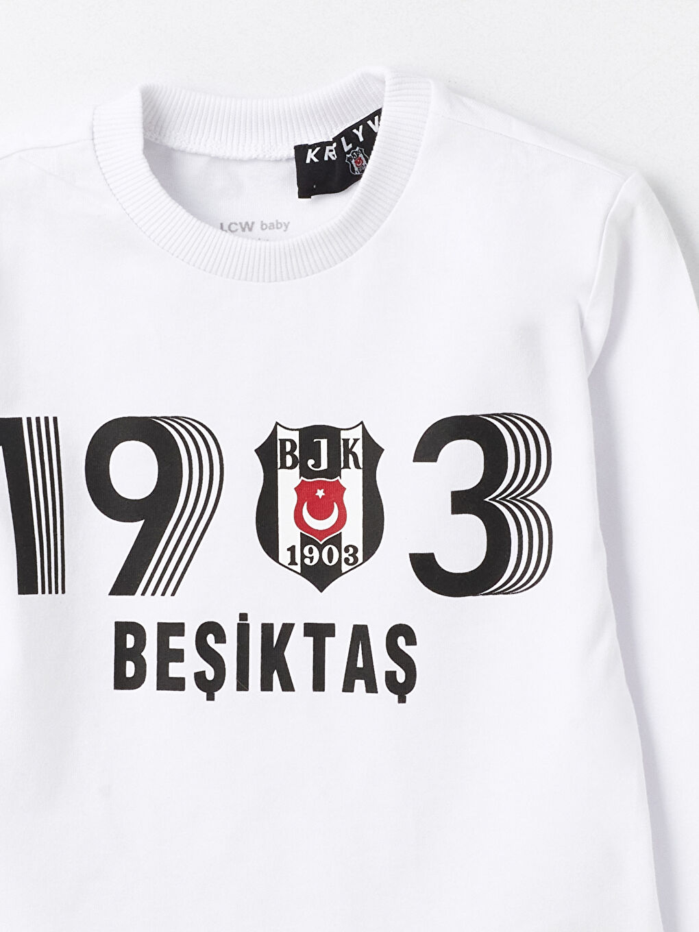 Beyaz Bisiklet Yaka Beşiktaş Baskılı Erkek Çocuk Tişört-2