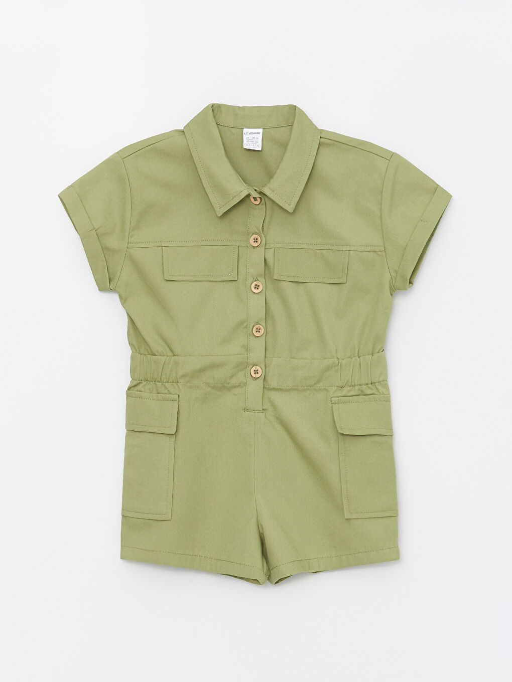 Yeşil Gömlek Yaka Kısa Kollu Basic Kız Bebek Solopet