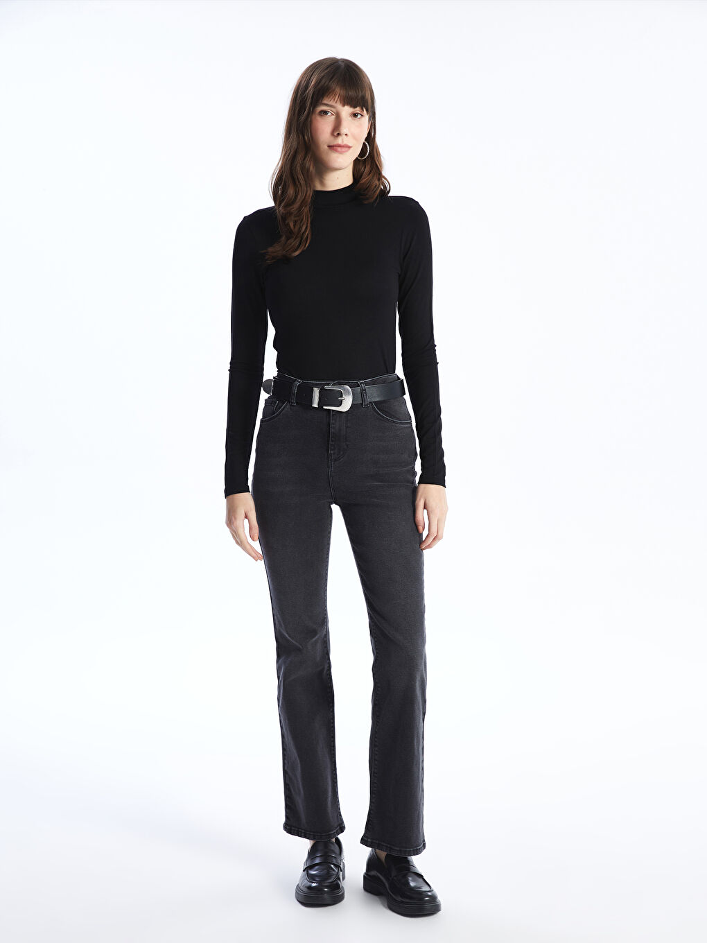 LCWAIKIKI Basic Funnel Neck Plain Long Sleeve Women's T-Shirt -S4IK65Z8-CVL