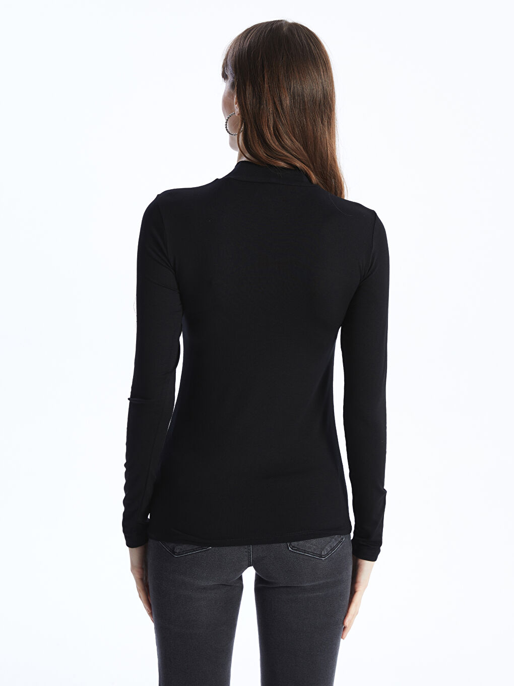 LCWAIKIKI Basic Funnel Neck Plain Long Sleeve Women's T-Shirt -S4IK65Z8-CVL
