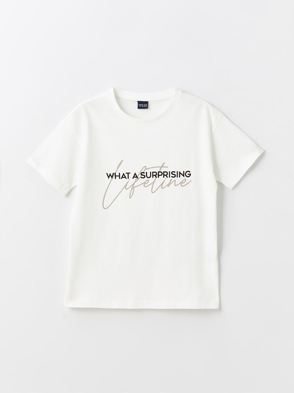 Beyaz Rahat Kalıp Bisiklet Yaka Erkek Çocuk Tişört