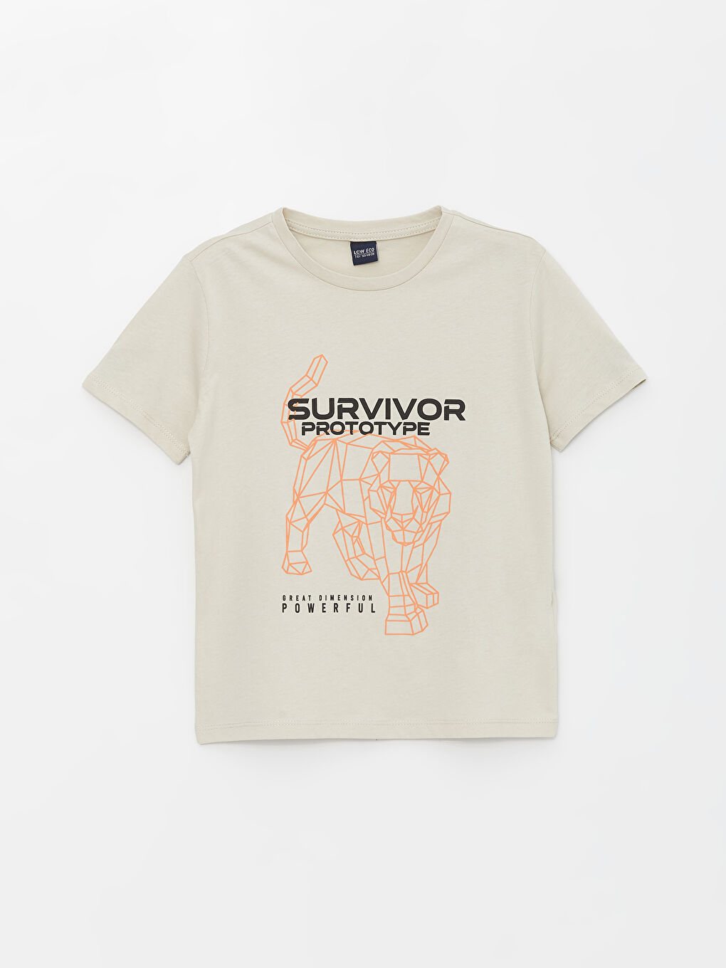 Gri Bisiklet Yaka Baskılı Kısa Kollu Erkek Çocuk Tişört