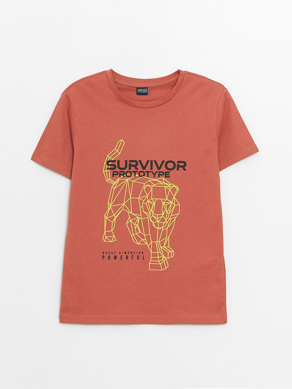 Kahverengi Bisiklet Yaka Baskılı Kısa Kollu Erkek Çocuk Tişört