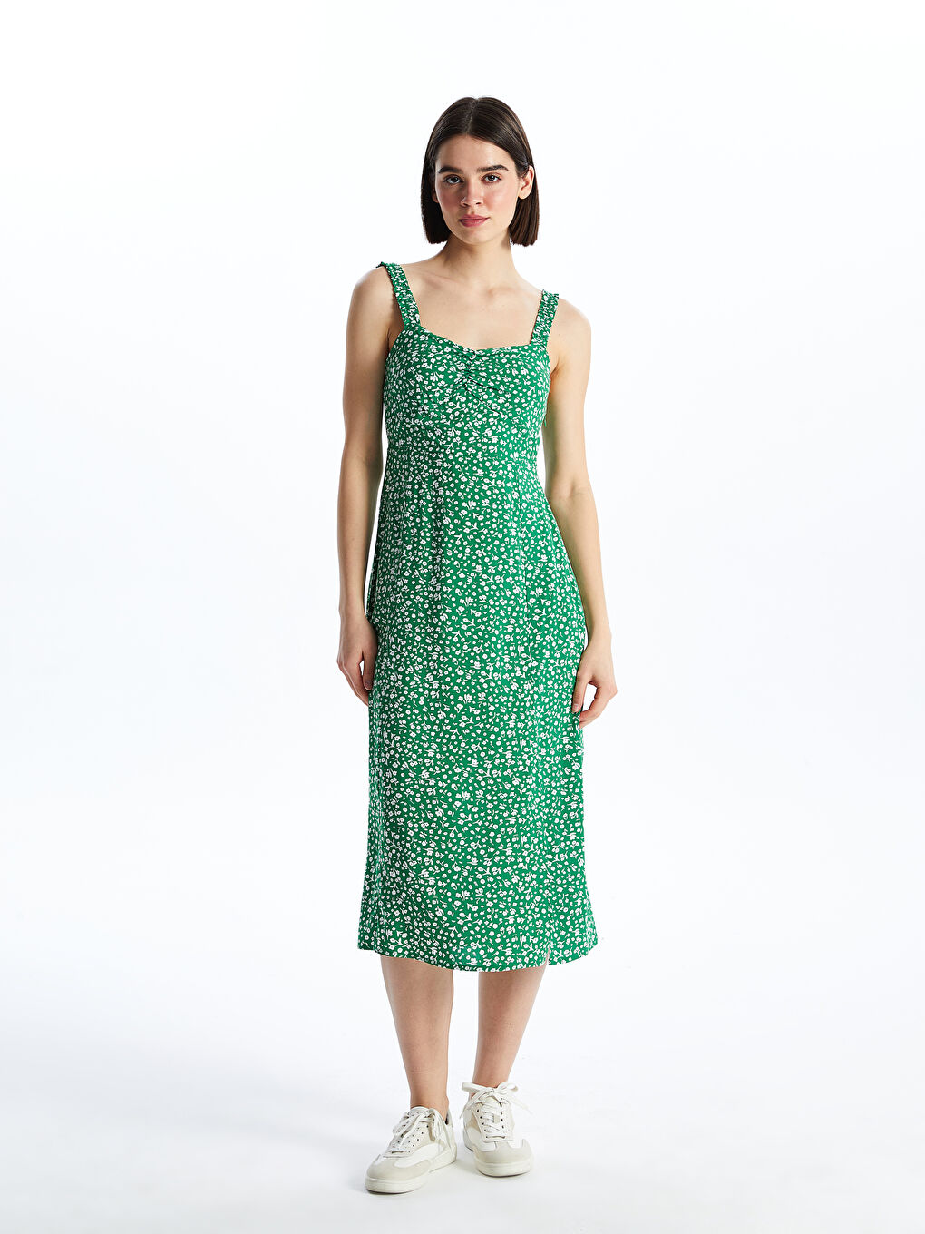 Rochie Florală cu Decolteu în Formă de Inimă pentru Femei-1