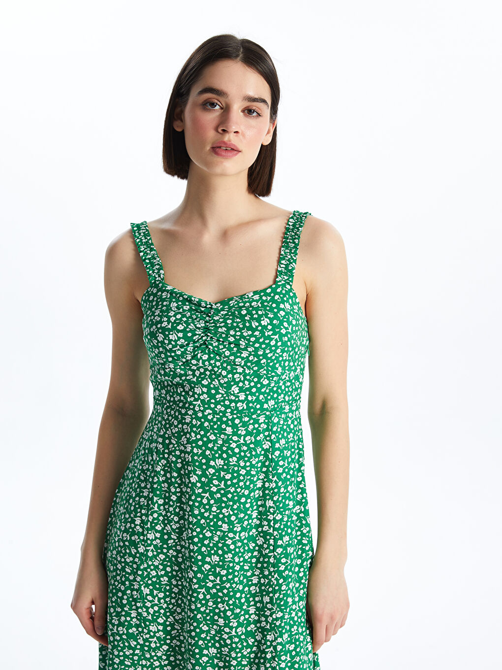 Rochie Florală cu Decolteu în Formă de Inimă pentru Femei-2