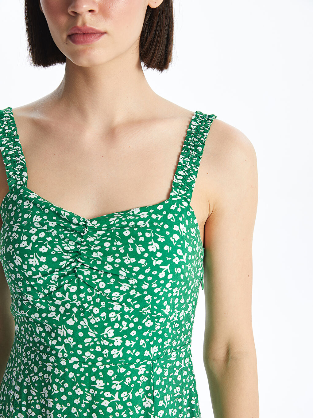 Rochie Florală cu Decolteu în Formă de Inimă pentru Femei-3