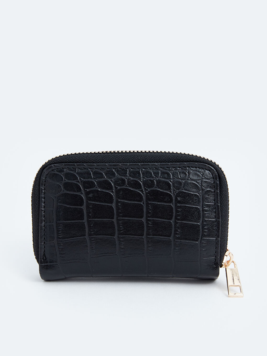 Siyah Deri Görünümlü Kroko Desenli Kadın Cüzdan-2