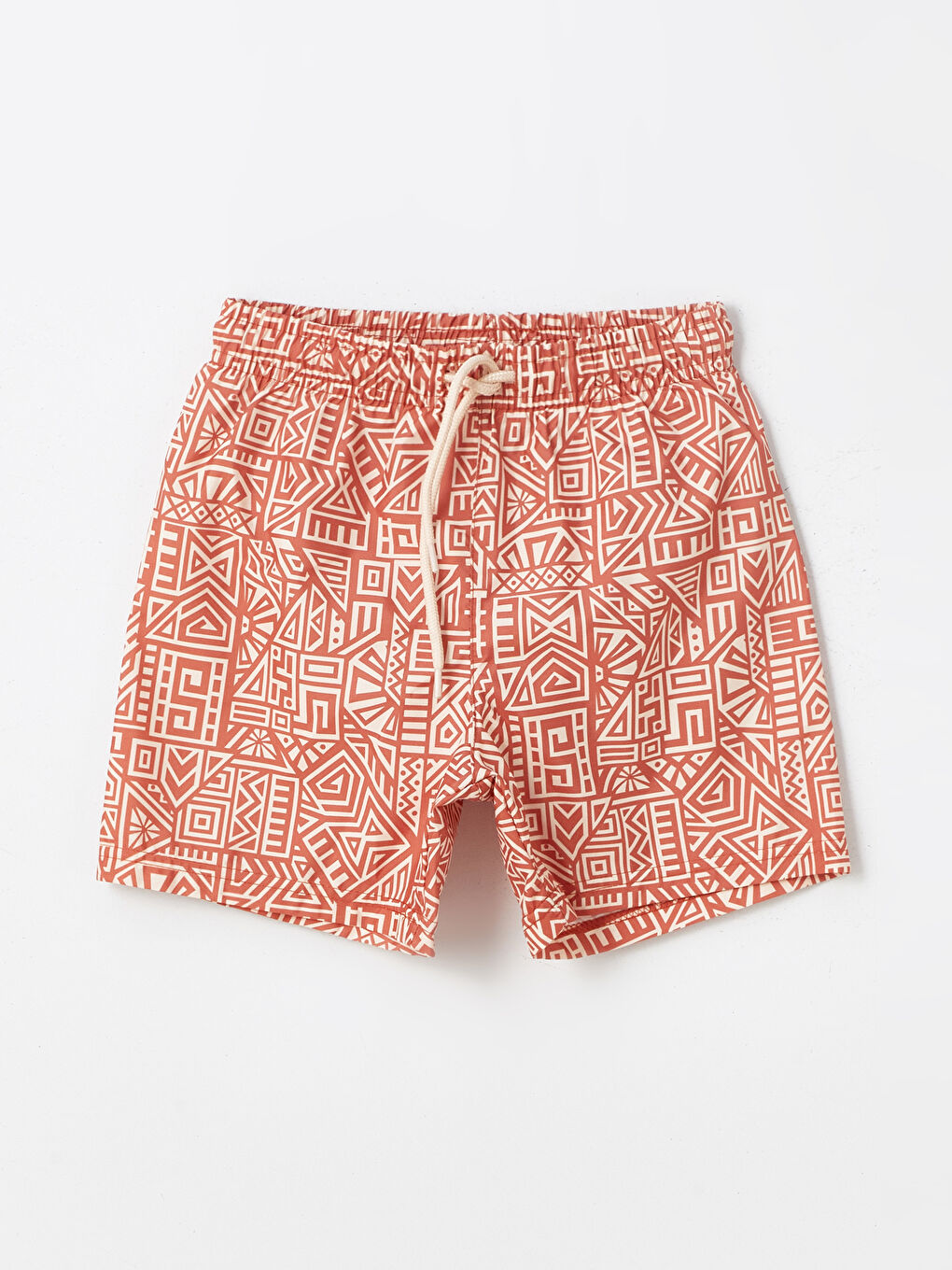 Turuncu Beli Lastikli Desenli Erkek Çocuk Deniz Şortu