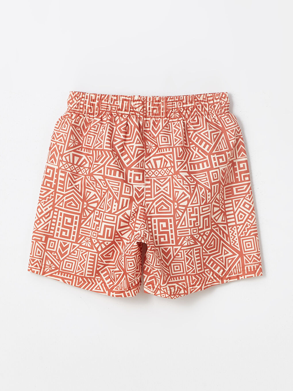 Turuncu Beli Lastikli Desenli Erkek Çocuk Deniz Şortu-1