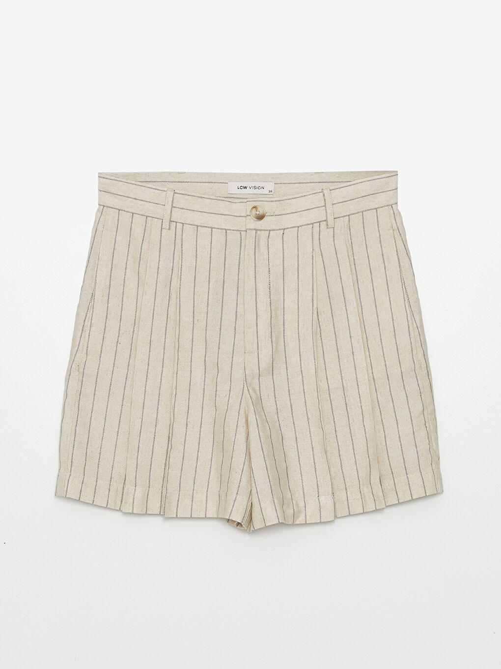 LCW Vision Loose Fit Striped Linen Blend Women's Shorts -S4IL54Z8-LE8