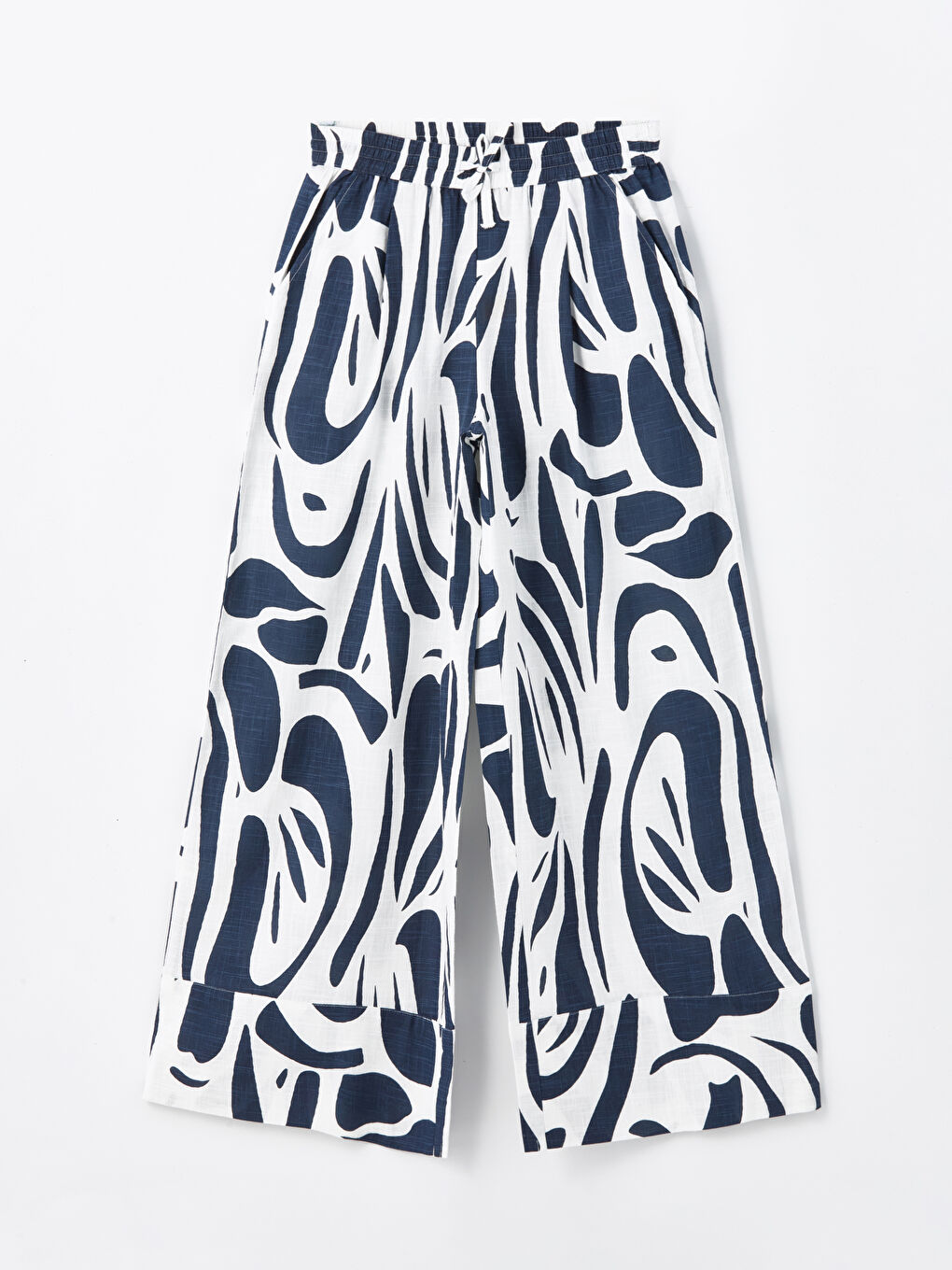Elasticated Waist Patterned Wide Leg Women's Trousers -S4IL59Z8-LSJ