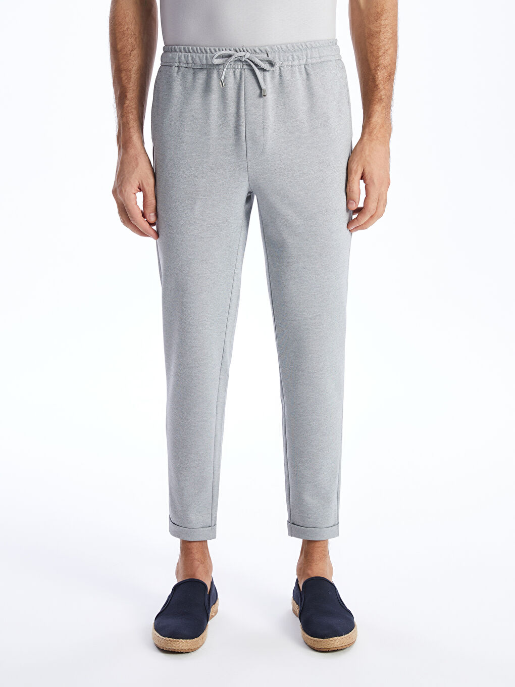 Gri Dar Kalıp Erkek Chino Pantolon-2