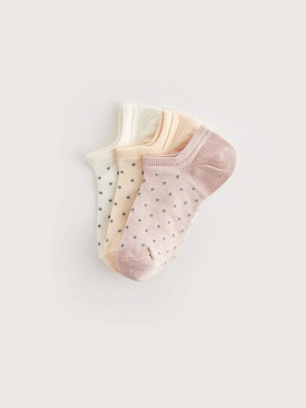 Pembe Puantiyeli Kadın Patik Çorap 3'lü-1
