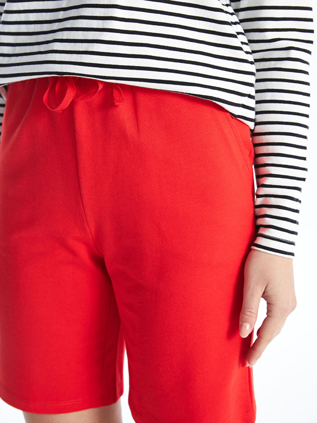 Women's Elasticated Waist Plain Shorts -S4IM46Z8-GYE