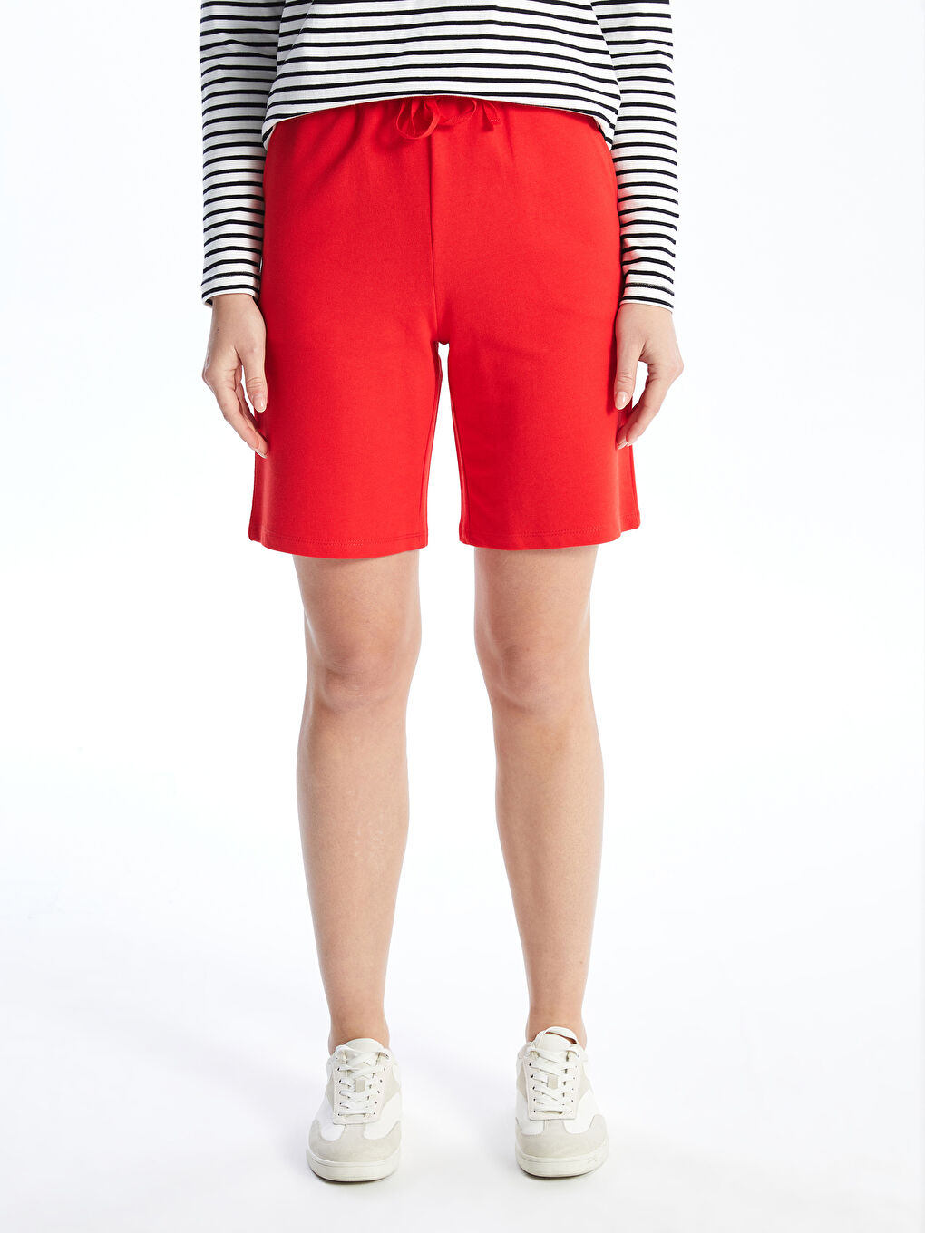 Women's Elasticated Waist Plain Shorts -S4IM46Z8-GYE