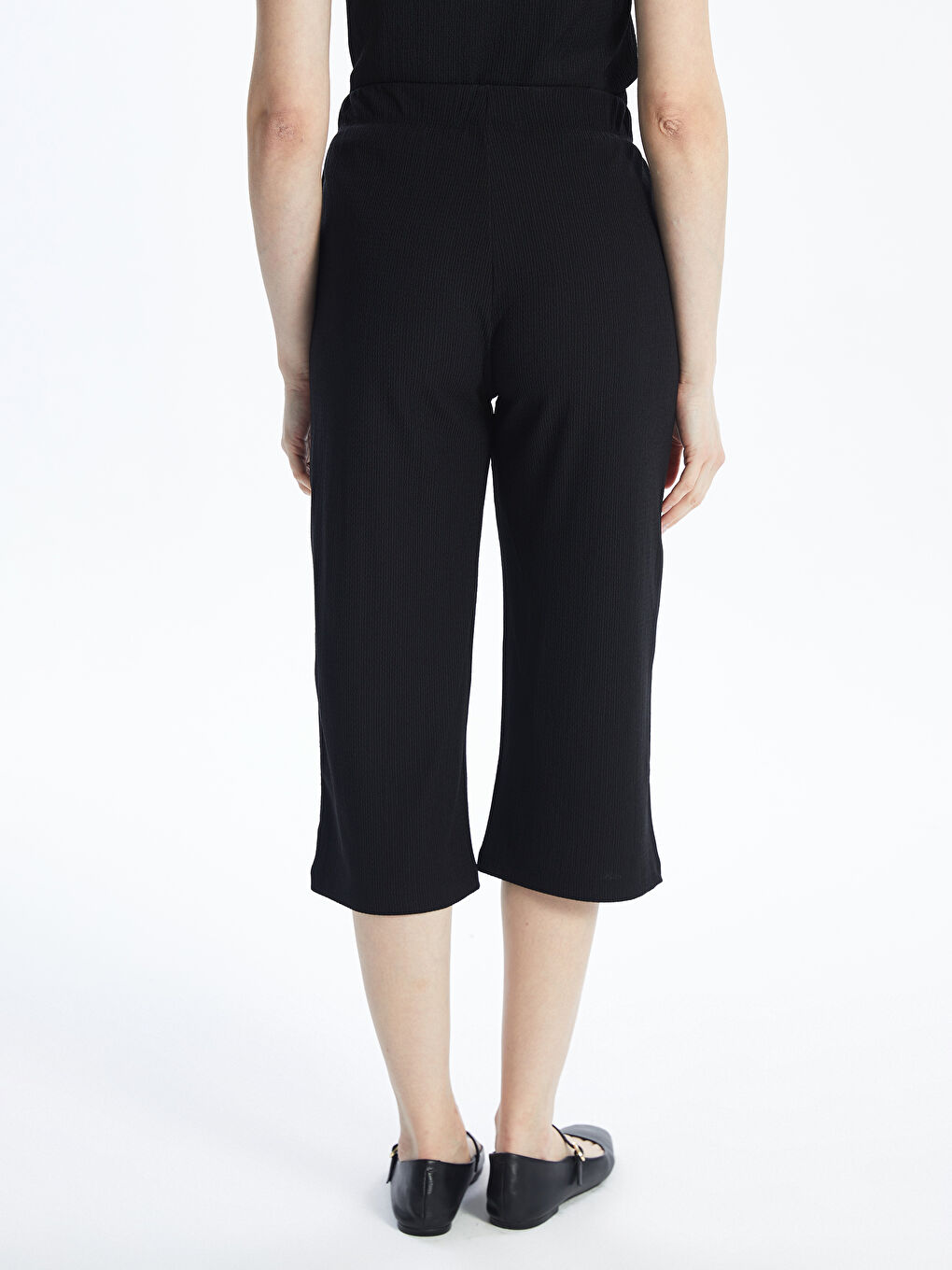 Women's Elasticated Waist Plain Capri -S4IM53Z8-CVL