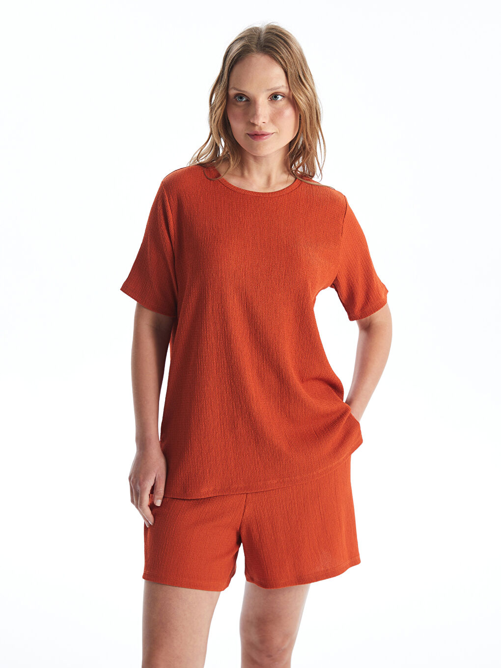 Crew Neck Plain Short Sleeve Women's T-Shirt