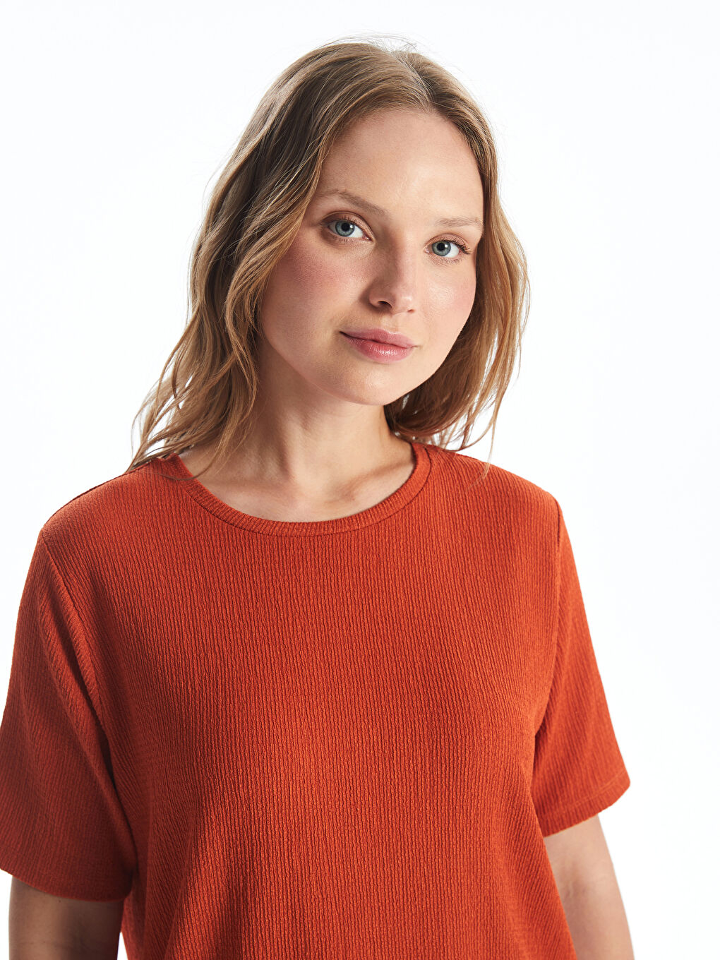 Crew Neck Plain Short Sleeve Women's T-Shirt-1