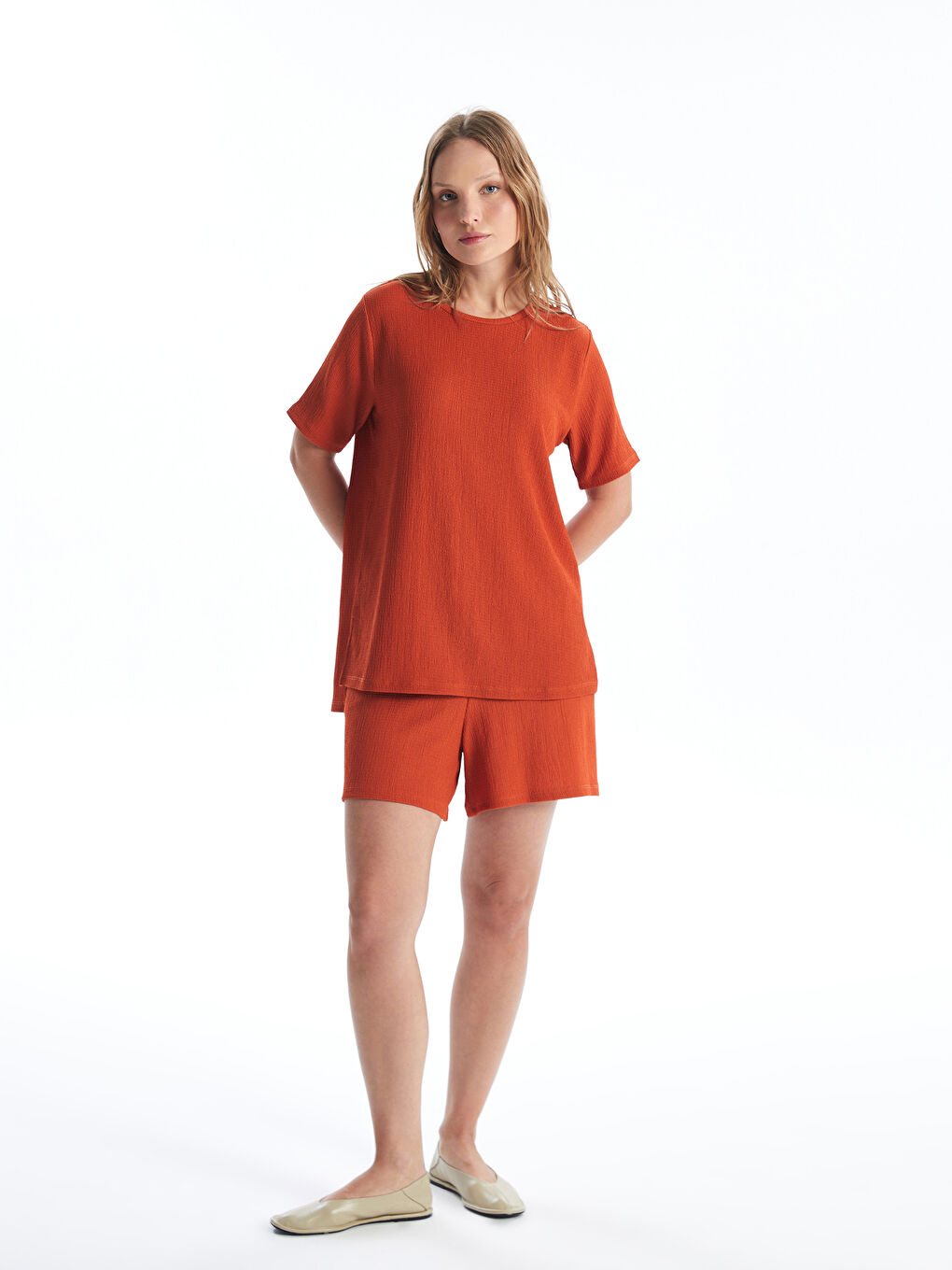 Crew Neck Plain Short Sleeve Women's T-Shirt-2