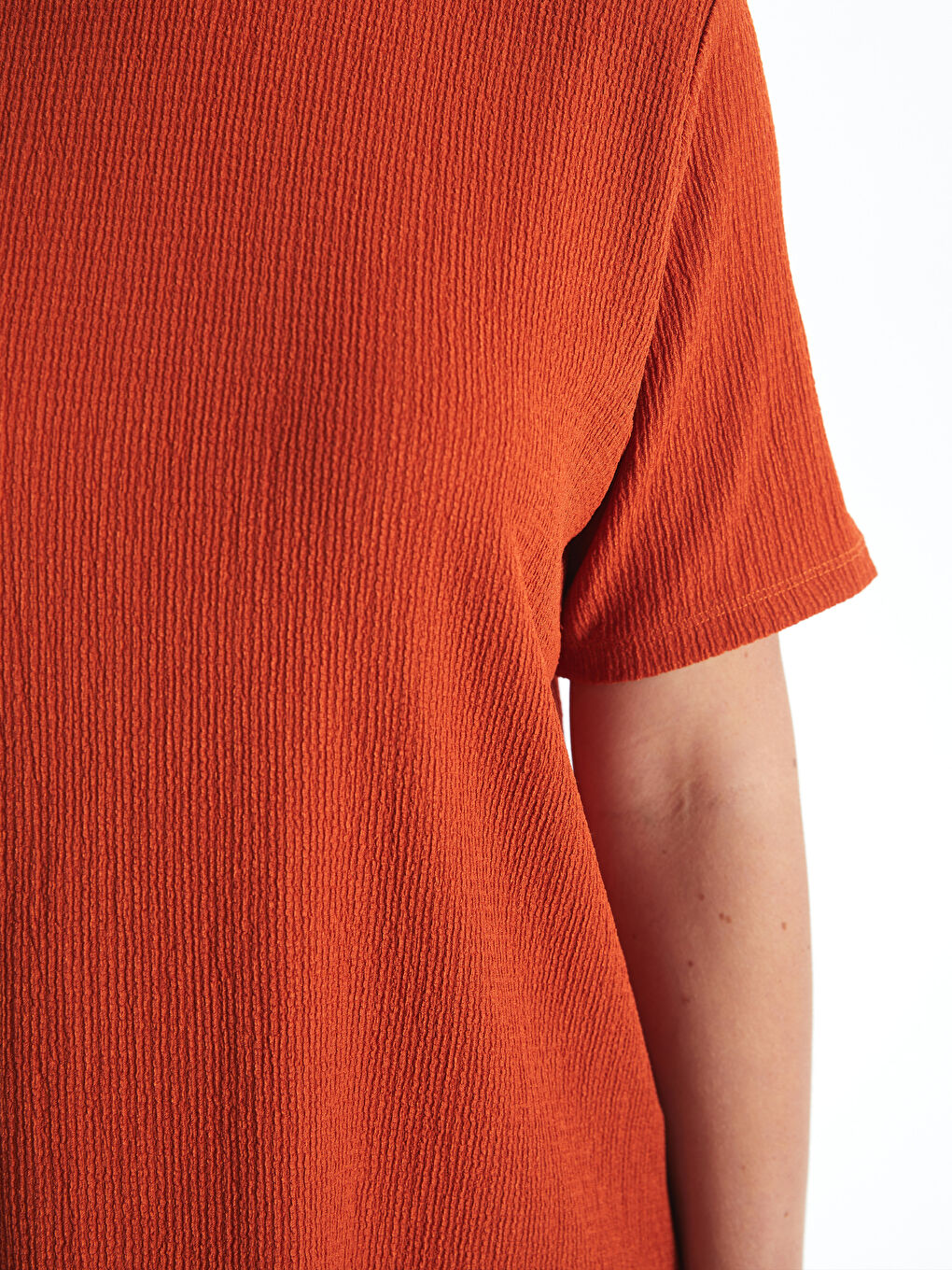 Crew Neck Plain Short Sleeve Women's T-Shirt-3