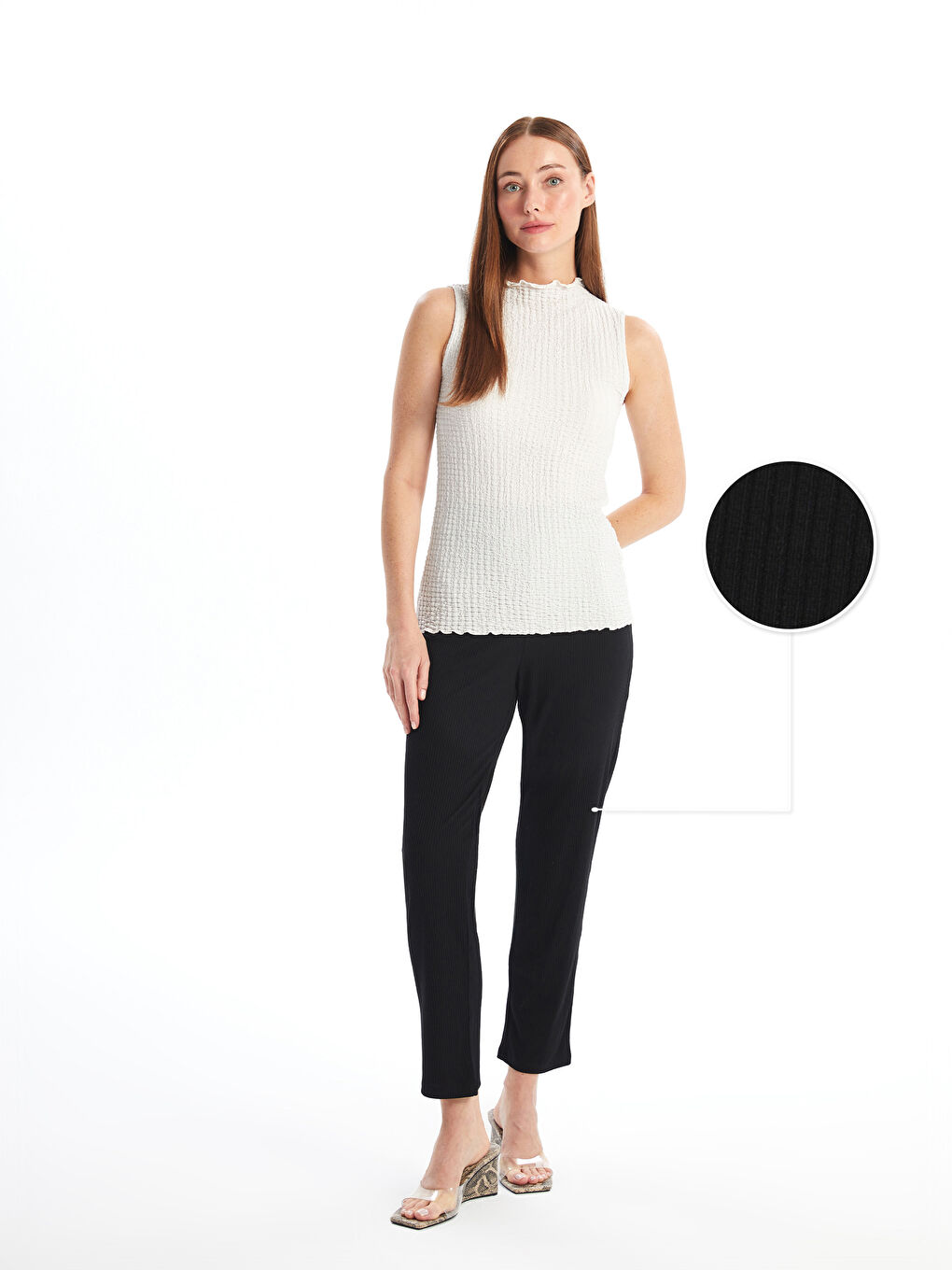 Women's Elastic Waist Regular Trousers -S4IN01Z8-CVL