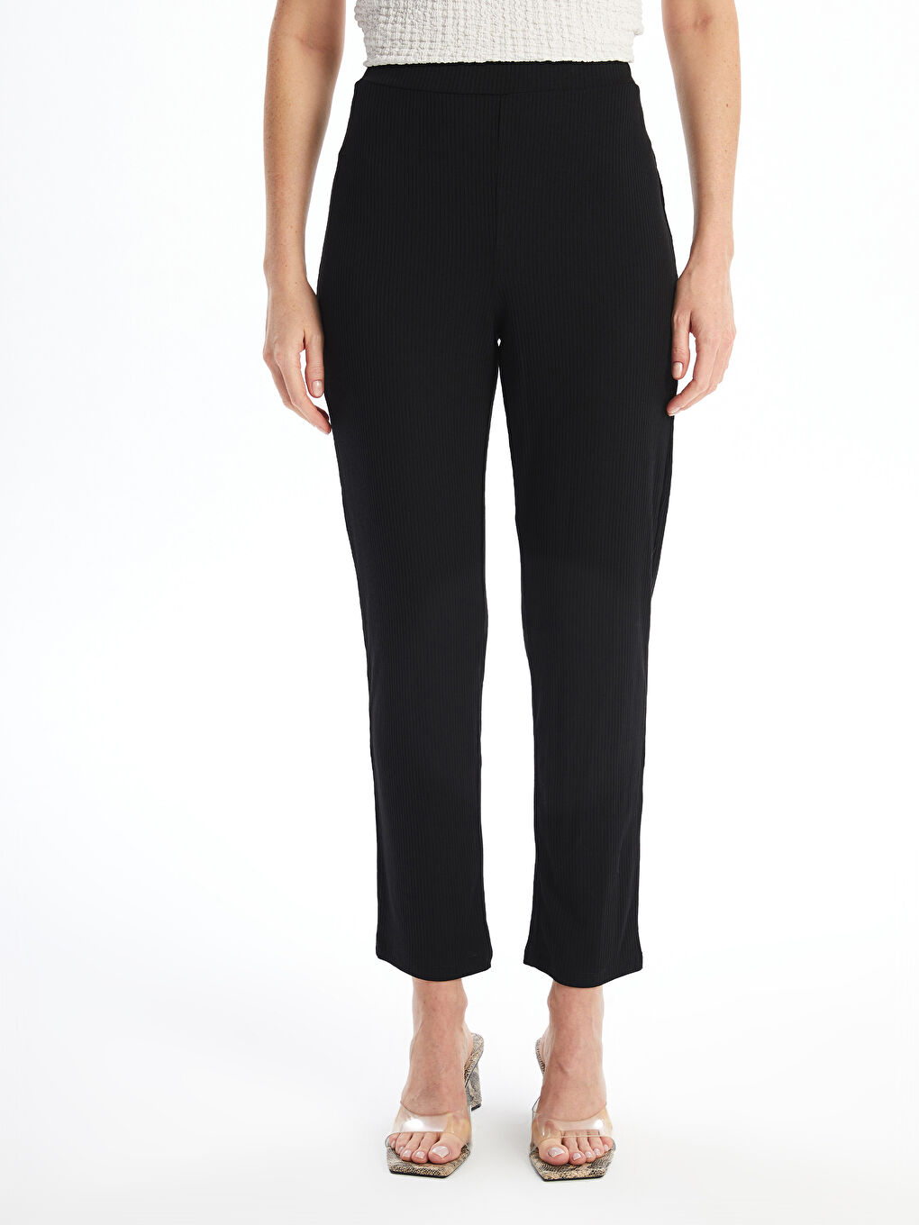 Women's Elastic Waist Regular Trousers -S4IN01Z8-CVL