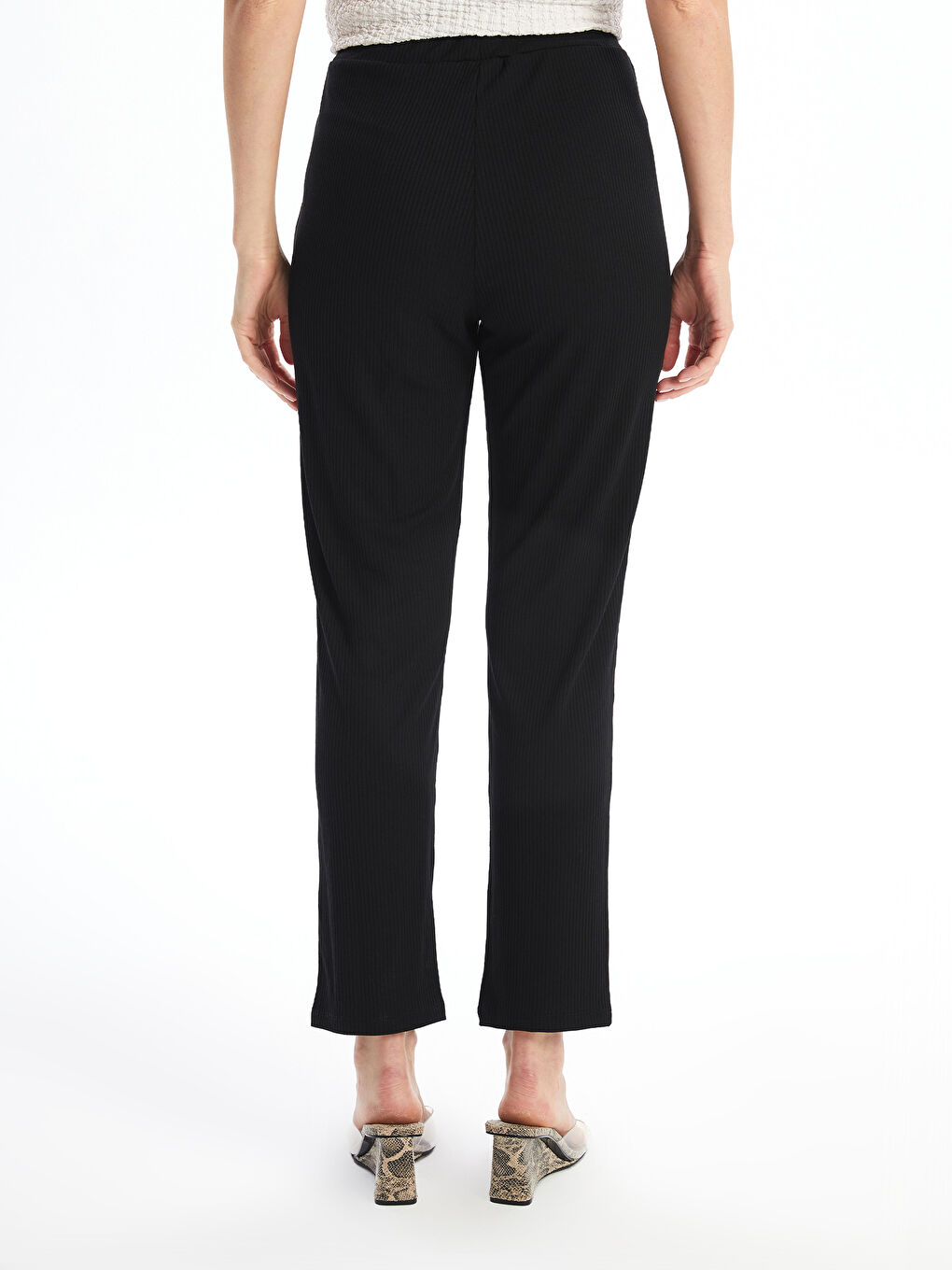 Women's Elastic Waist Regular Trousers -S4IN01Z8-CVL