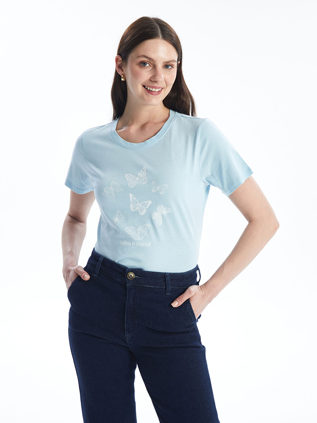 Crew Neck Printed Short Sleeve Women's T-Shirt -S4IN06Z8-GA8