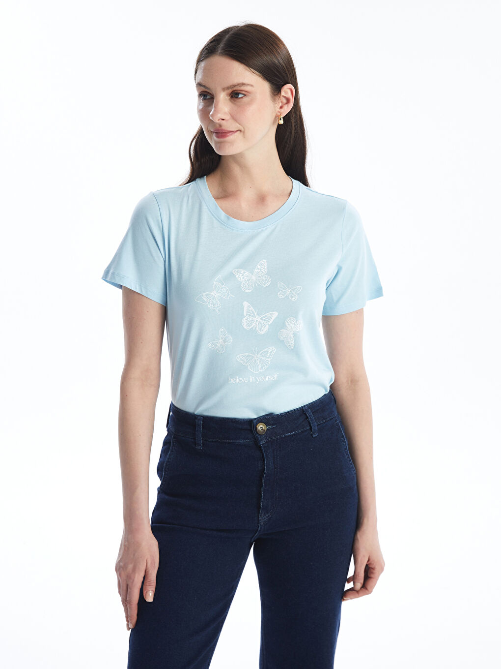 Crew Neck Printed Short Sleeve Women's T-Shirt -S4IN06Z8-GA8