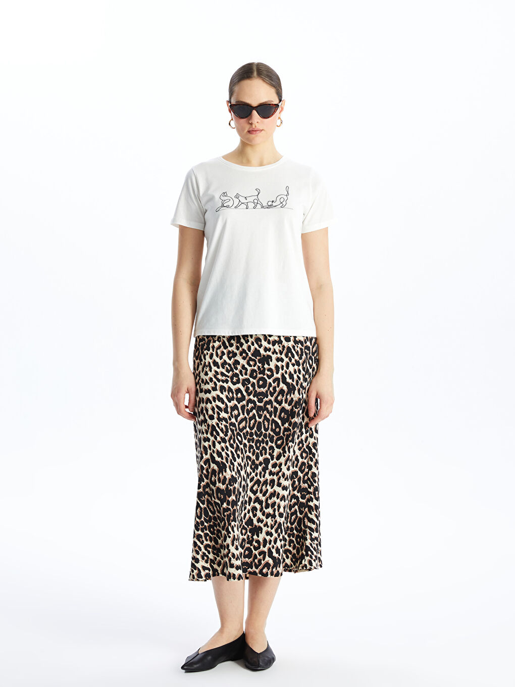 Crew Neck Printed Short Sleeve Women's T-shirt -S4IN06Z8-R9J