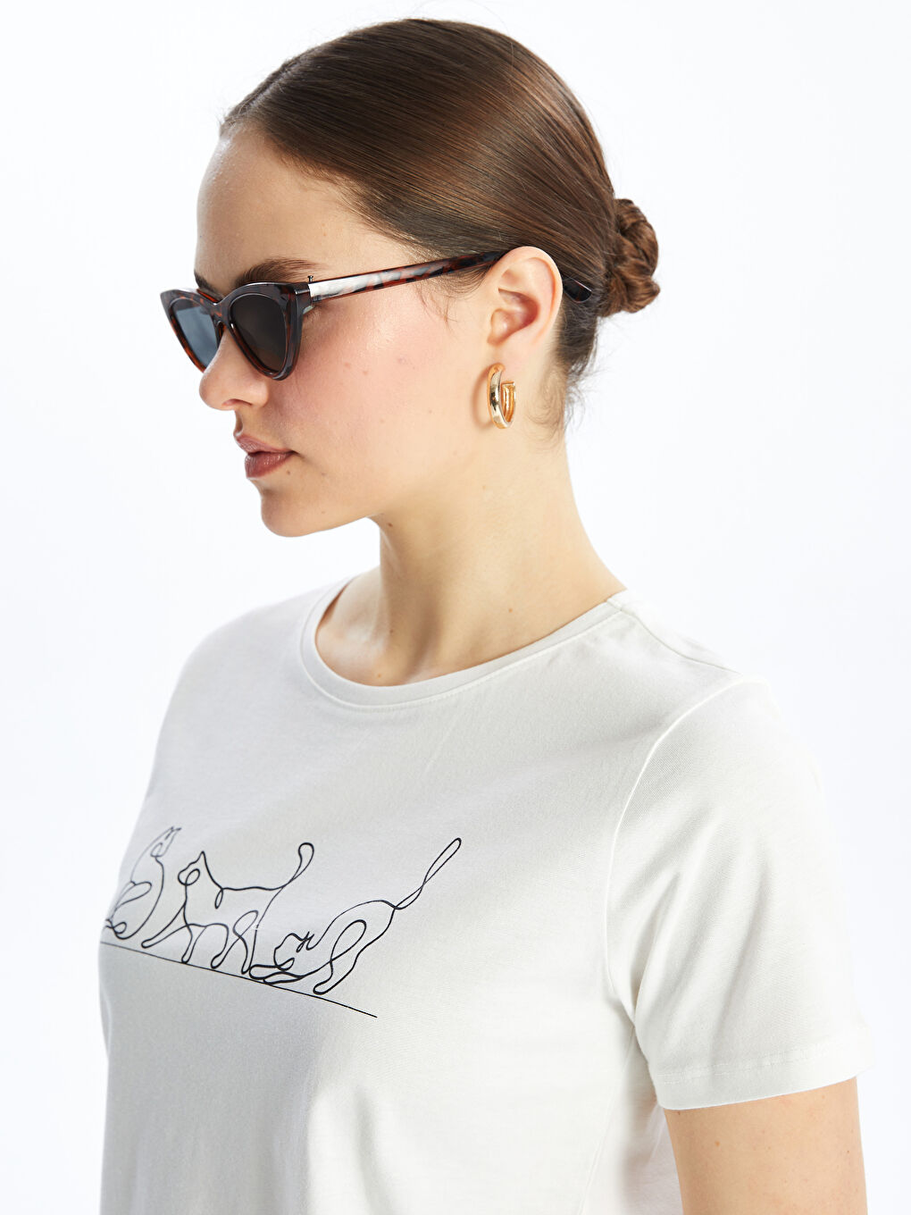 Crew Neck Printed Short Sleeve Women's T-shirt -S4IN06Z8-R9J