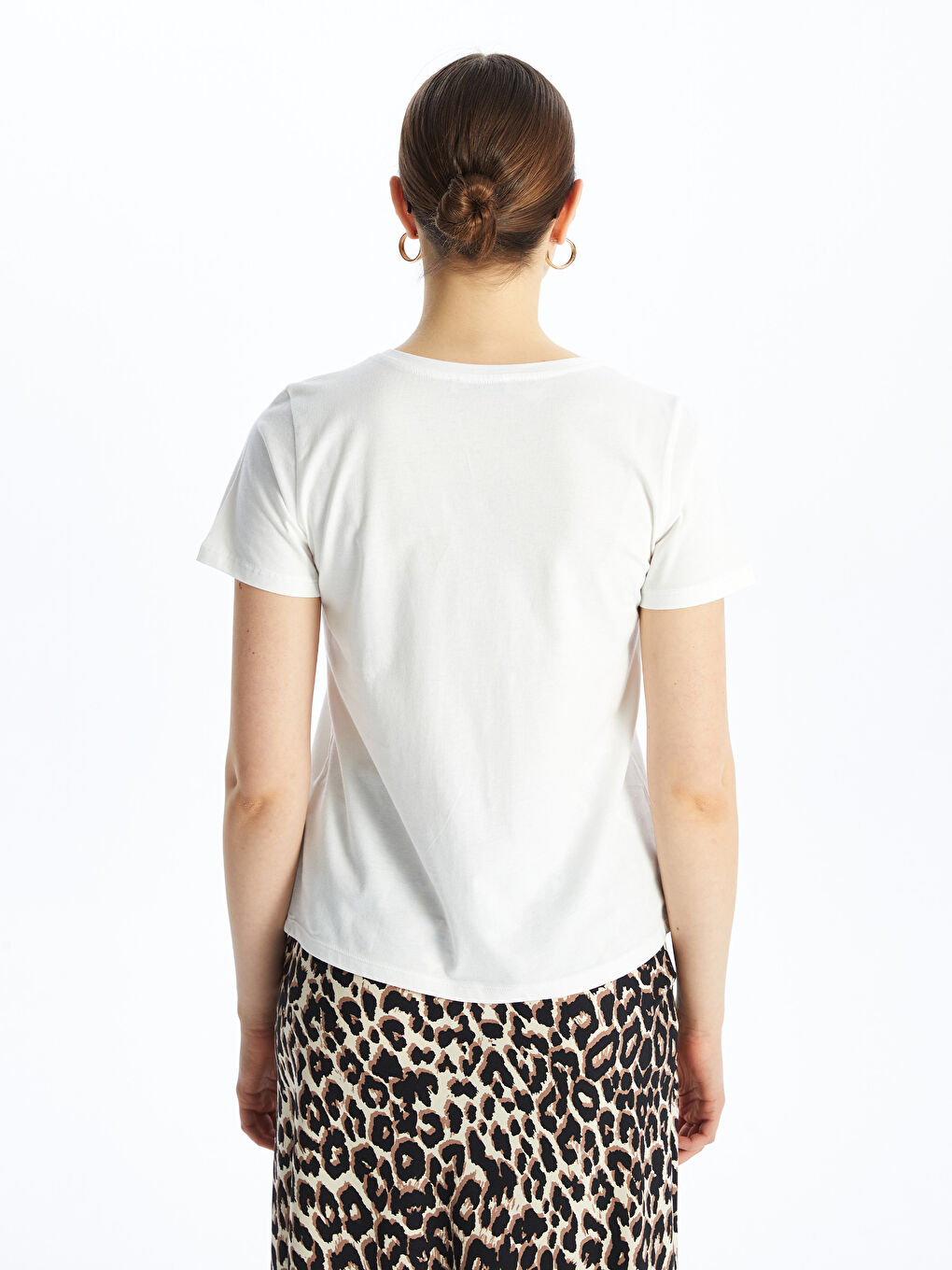 Crew Neck Printed Short Sleeve Women's T-shirt -S4IN06Z8-R9J